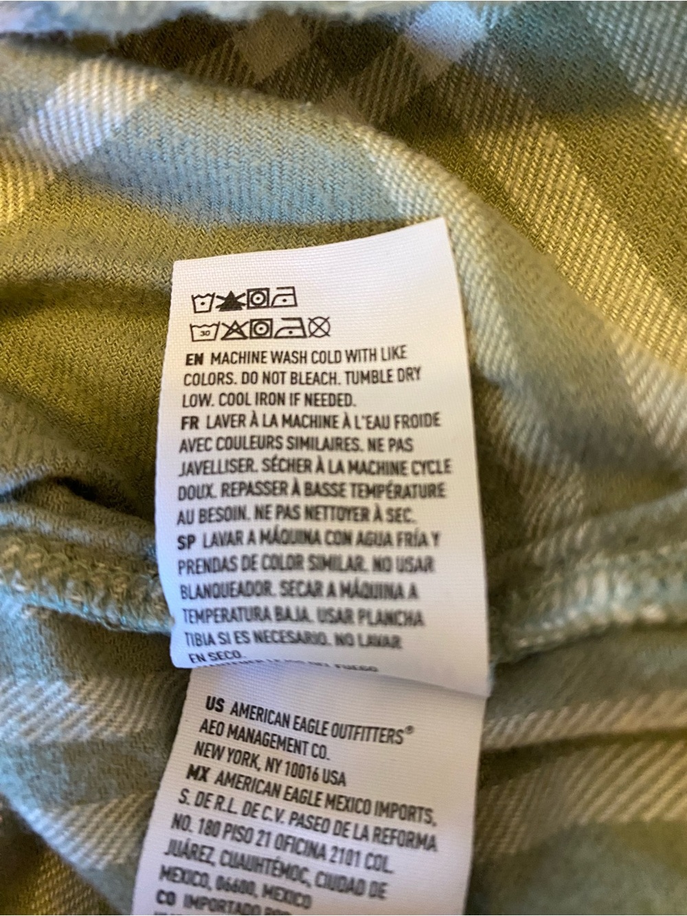 American Eagle Outfitters Sage Green Plaid Button Hoodie Shirt - Picture 9 of 9